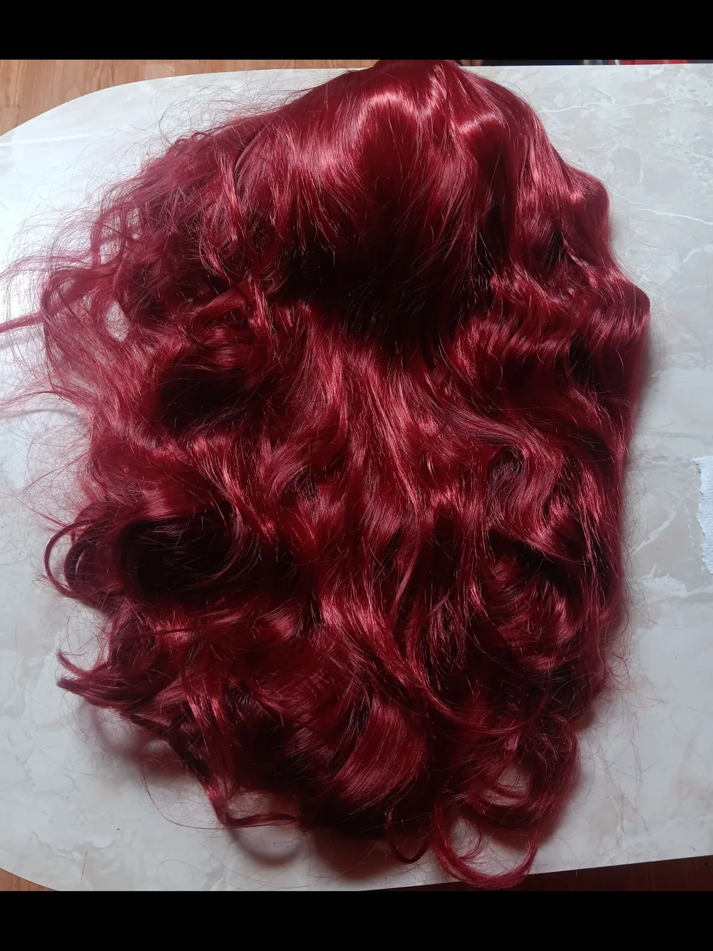 Deep Ruby Red Wavy Women's Hairpiece - Unbranded